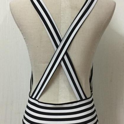 Summer Stripes Sexy Backless One Pieces Swimwear
