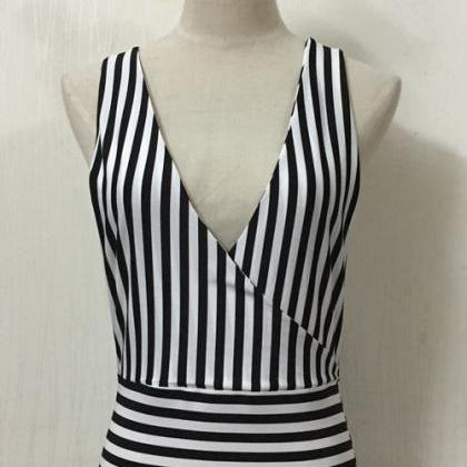 Summer Stripes Sexy Backless One Pieces Swimwear