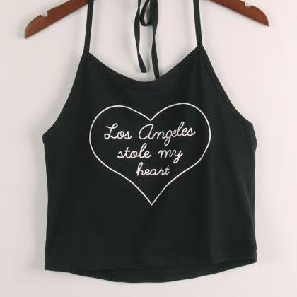 Love Letters Printed Condole Belt Vest T-shirt