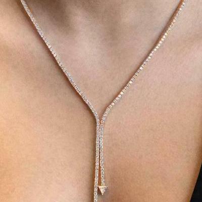 GOLD Urban Evening Normcore Rhinestone Necklaces Accessories
