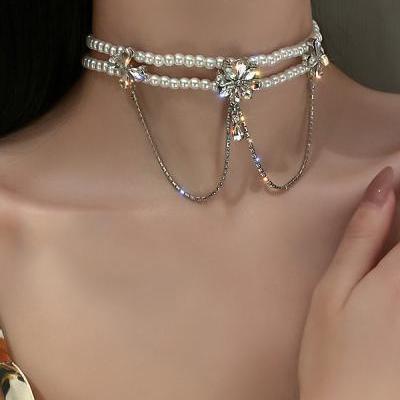 Stylish Rhinestone Floral Necklaces Accessories