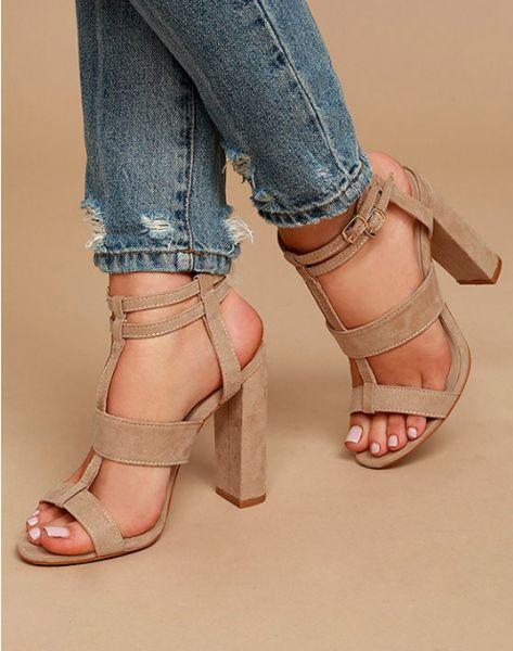 Open Toe Straps Ankle Wraps Hasp Chunky Heels Sandals