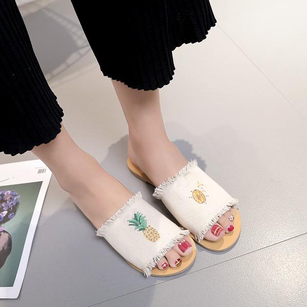 Print Pattern Open Toe Flat Slippers Sandals on Luulla