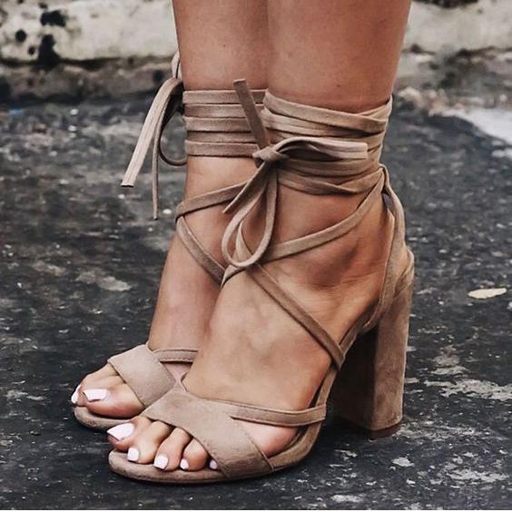 Suede Criss-Cross Lace-Up Chunky High 