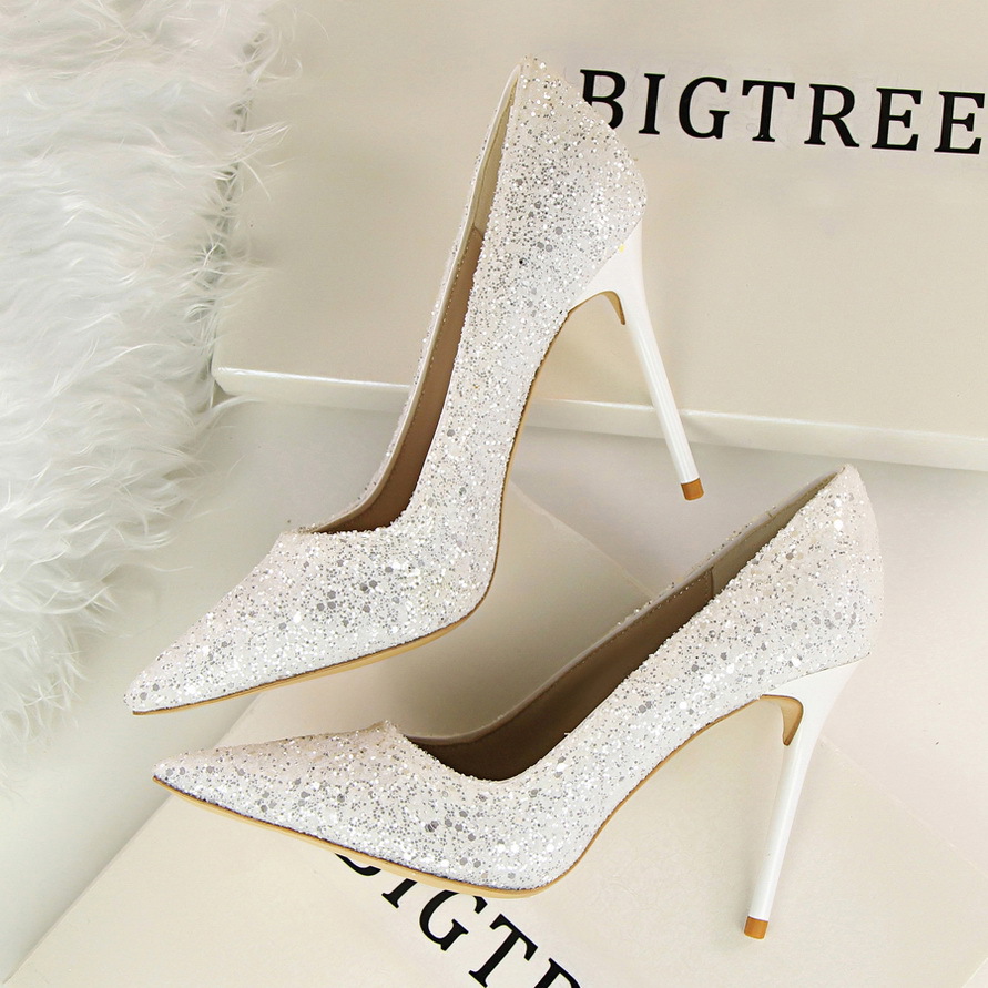 glitter pointed heels