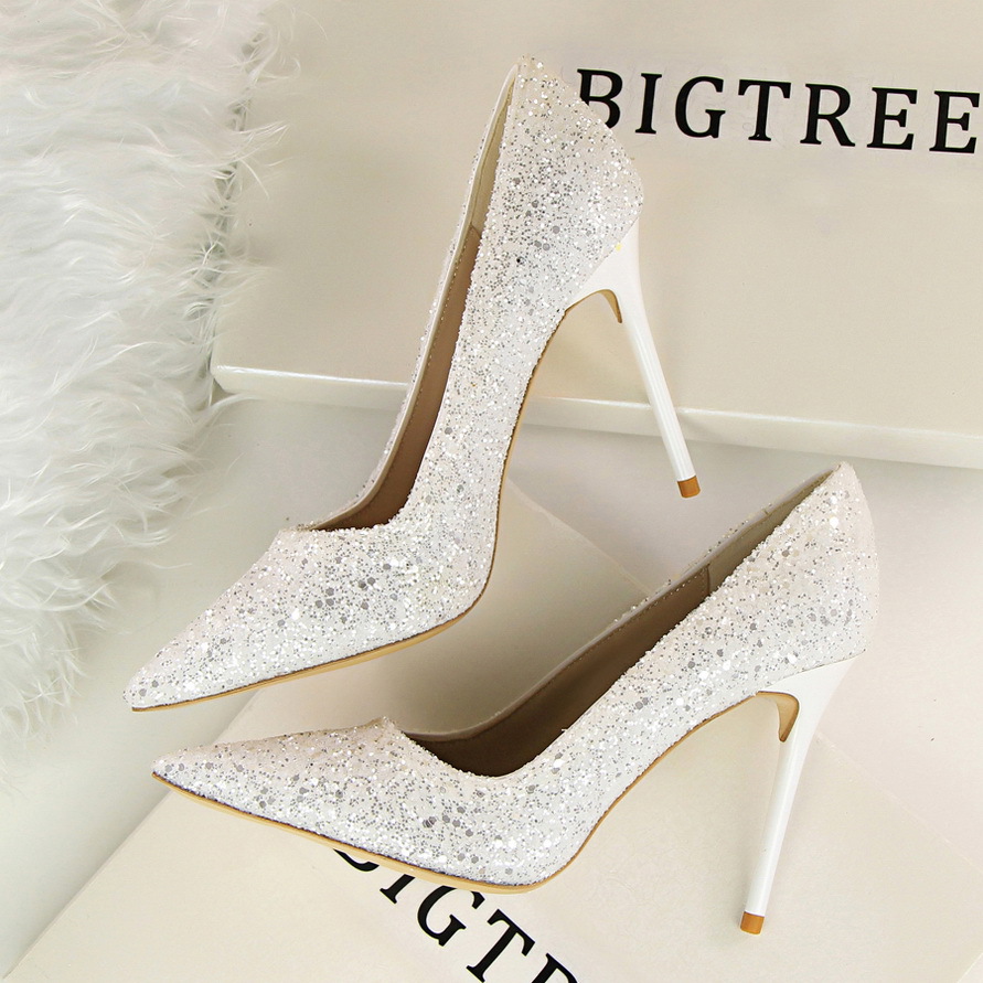 Glitter Pointed-toe High Heel Stilettos, Party Heels, Bridal Heels