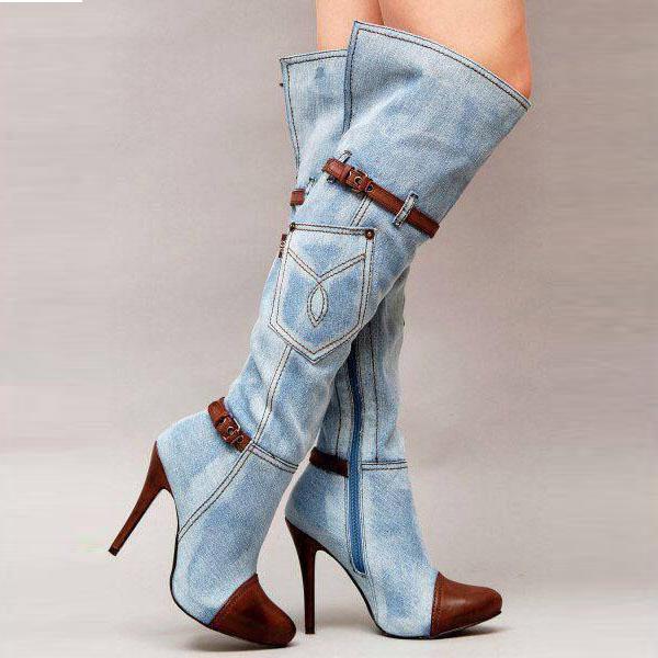 denim shoes heels