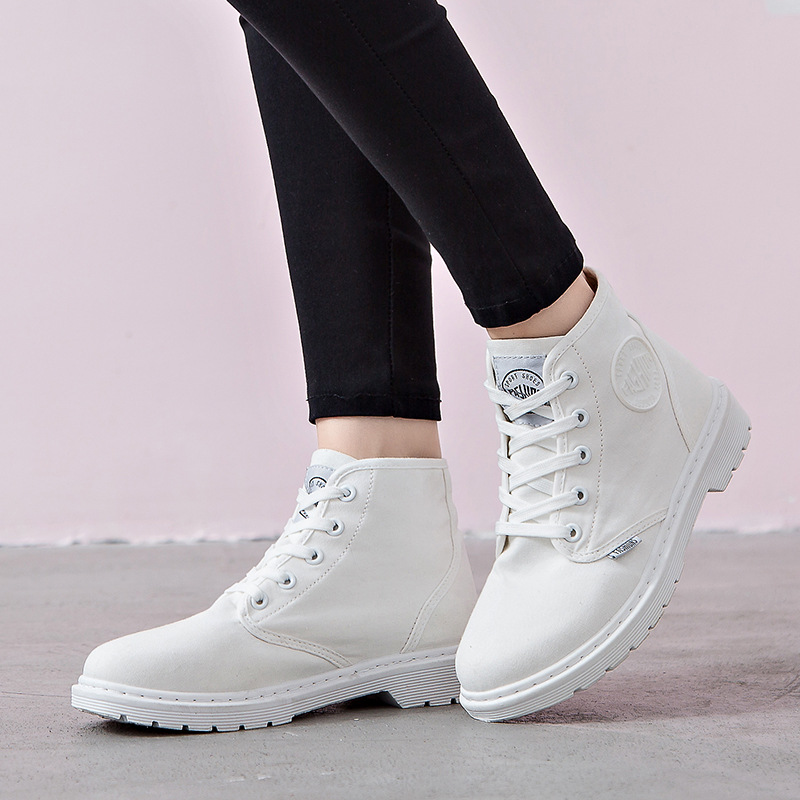 Cloth Pure Color Chunky Heel Round Toe Lace-up Short Boots