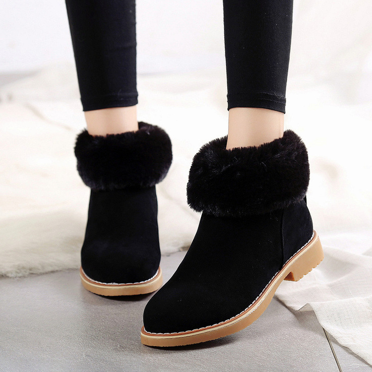 Pure Color Pu Chunky Heel Round Toe Short Boots