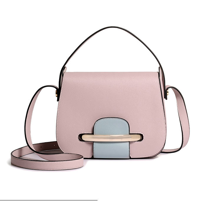 Korean Style Color Block PU Crossbody Bag