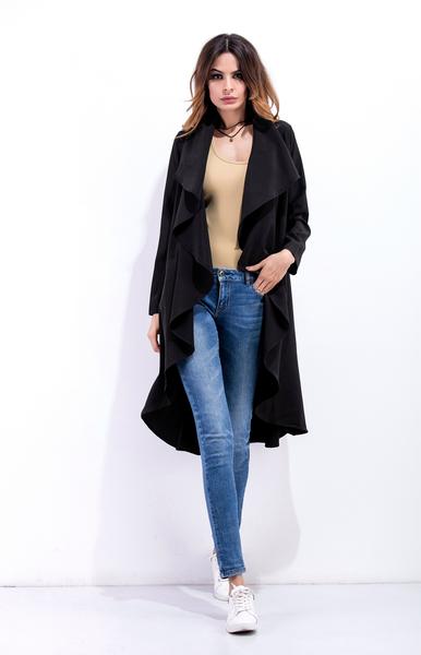 Hooded Irregular Long Sleeves Pure Color Wool Coat