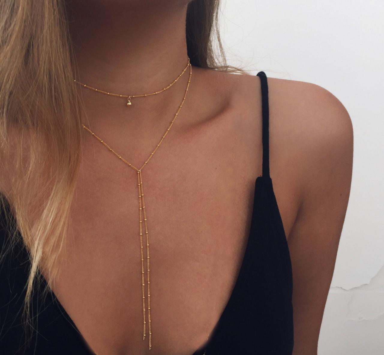 Delicate Gold Beaded Necklace