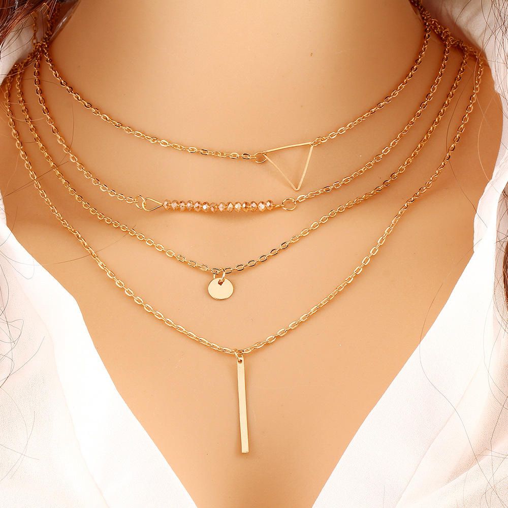 Fashion Contracted Momu Multilayer Triangle Necklace