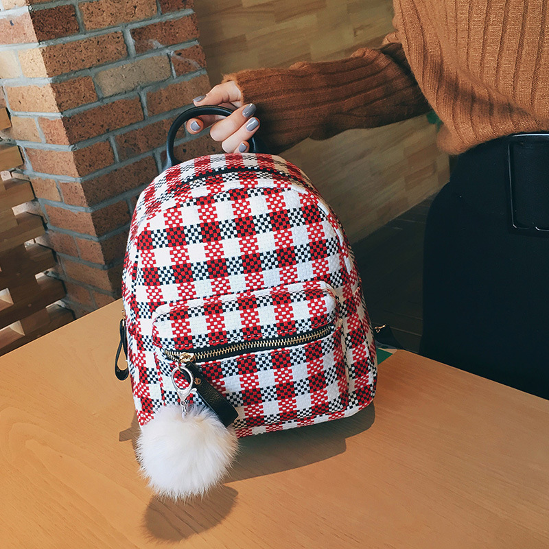 Casual Plaid Pattern Women Backpack