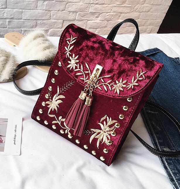 Ethnic Style Embroidery Tassel Women Backpack