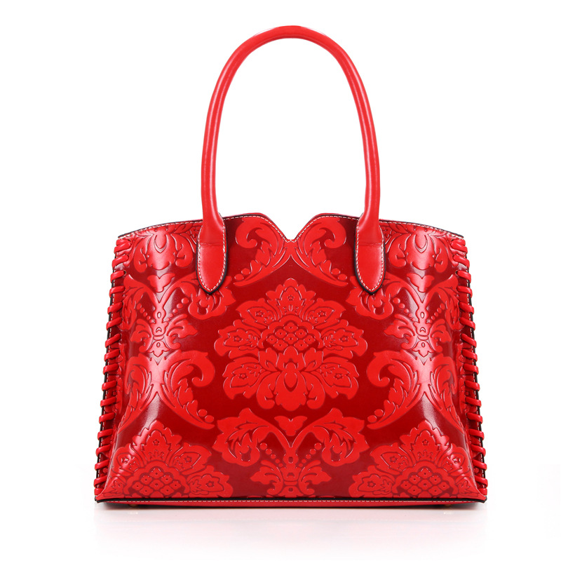 Ethnic Knitted Floral Embossed Women Satchel
