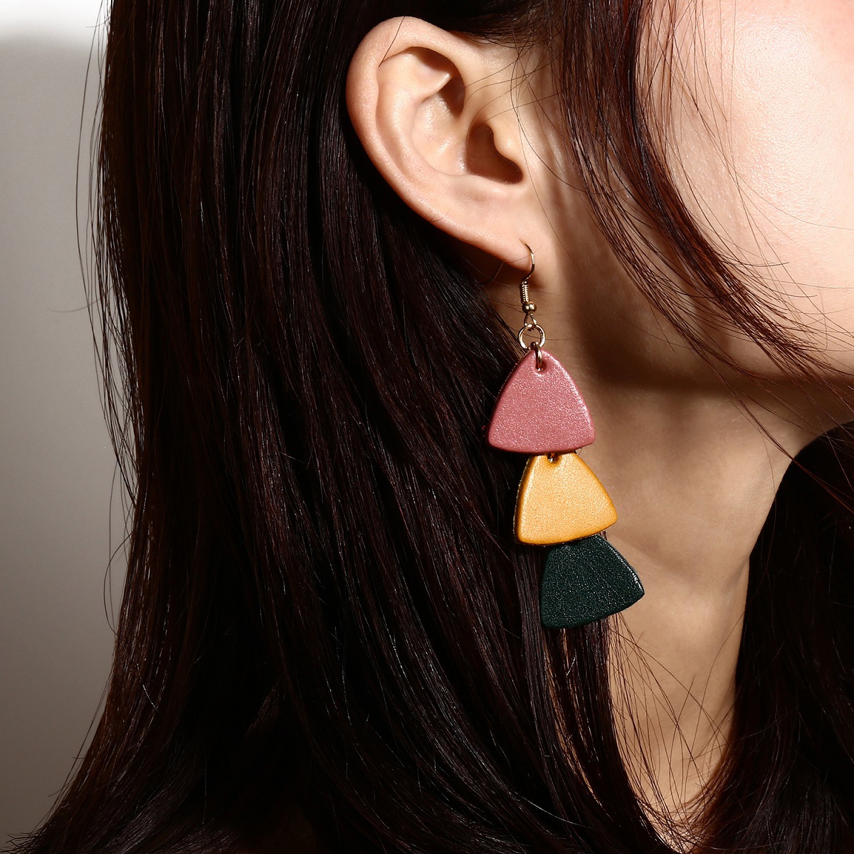 Personality Candy Color Leather Multielement Pearl Earrings