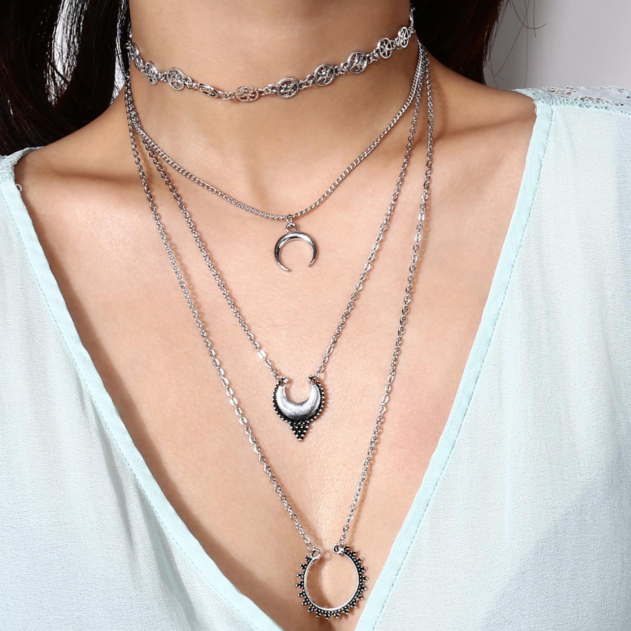 National Wind Multi-layer Alloy Necklace