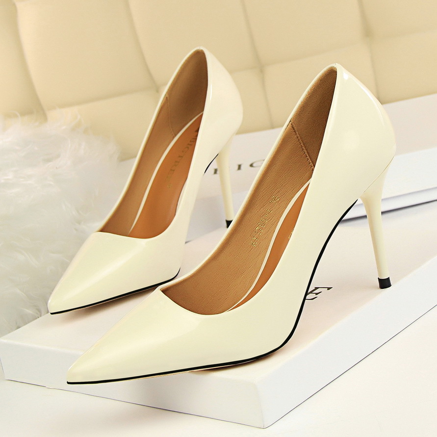 Pu Stiletto Heel Pointed Toe High Heels Ol Office Shoes