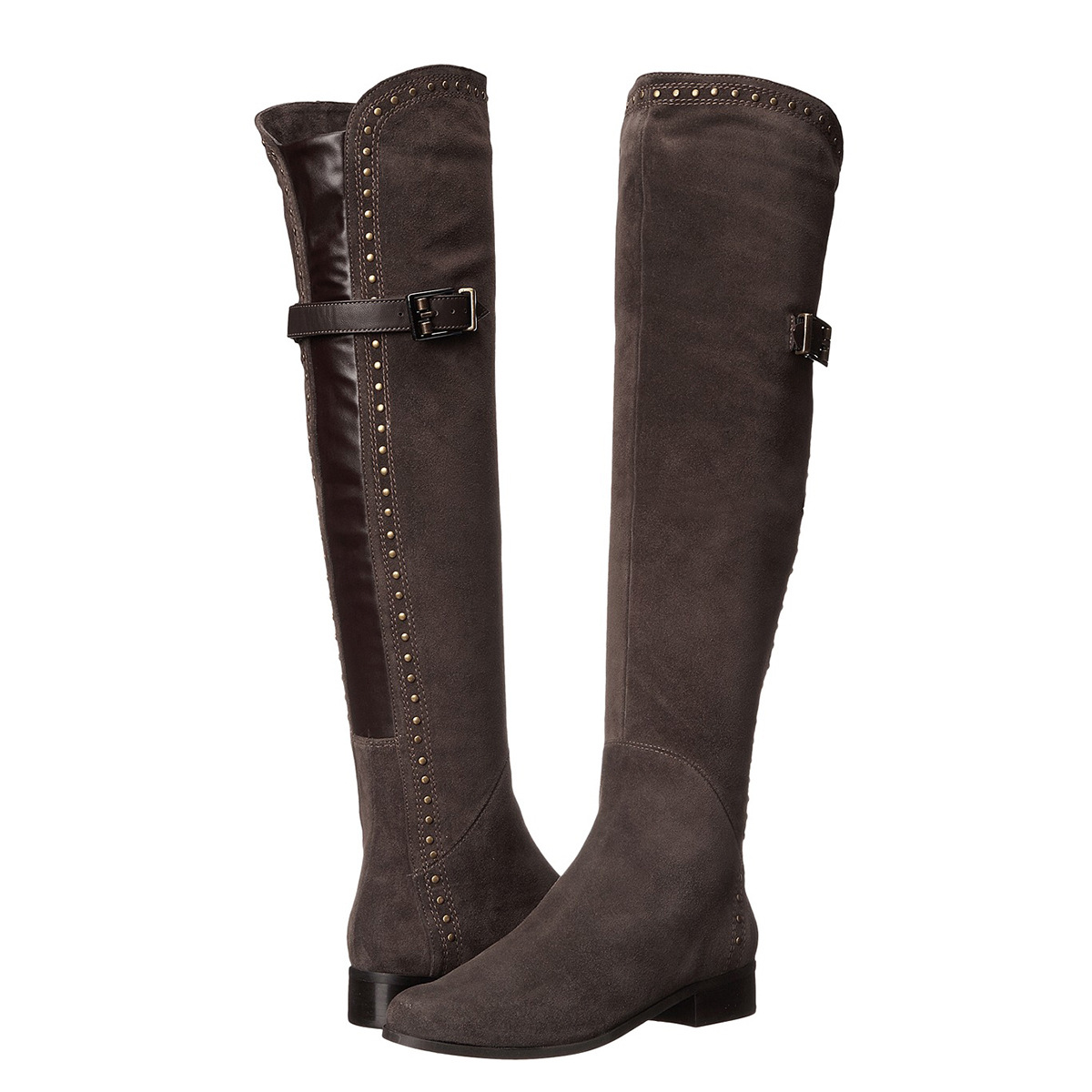 Belt Buckle Low Chunky Heel Round Toe Over The Knee Long Boots