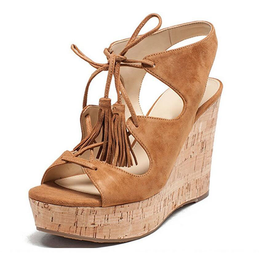 Tassel wedge sandals store