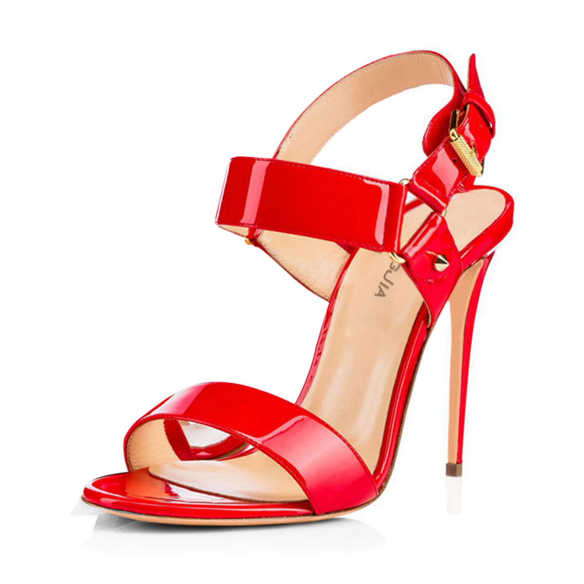 Open Toe Ankle Wrap Simple Style Stiletto High Heel Sandals