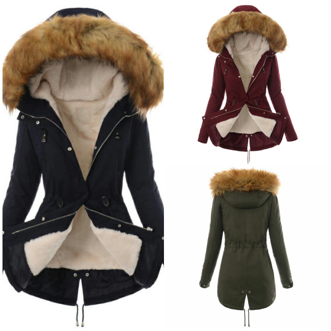 slim faux fur zipper hooded jacket