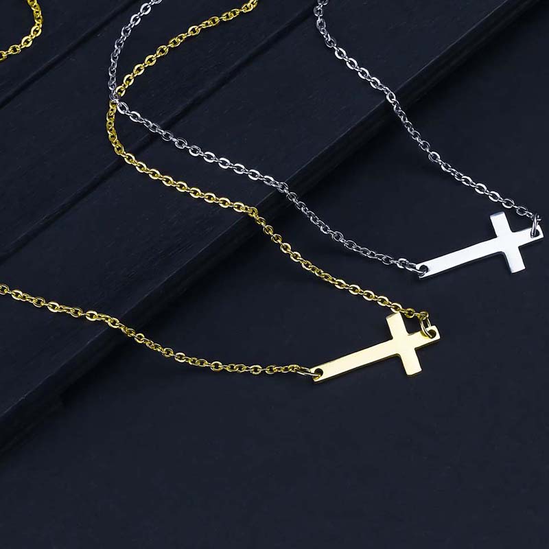 Fashion Cross Pendant Necklace For Women Men Stainless Steel