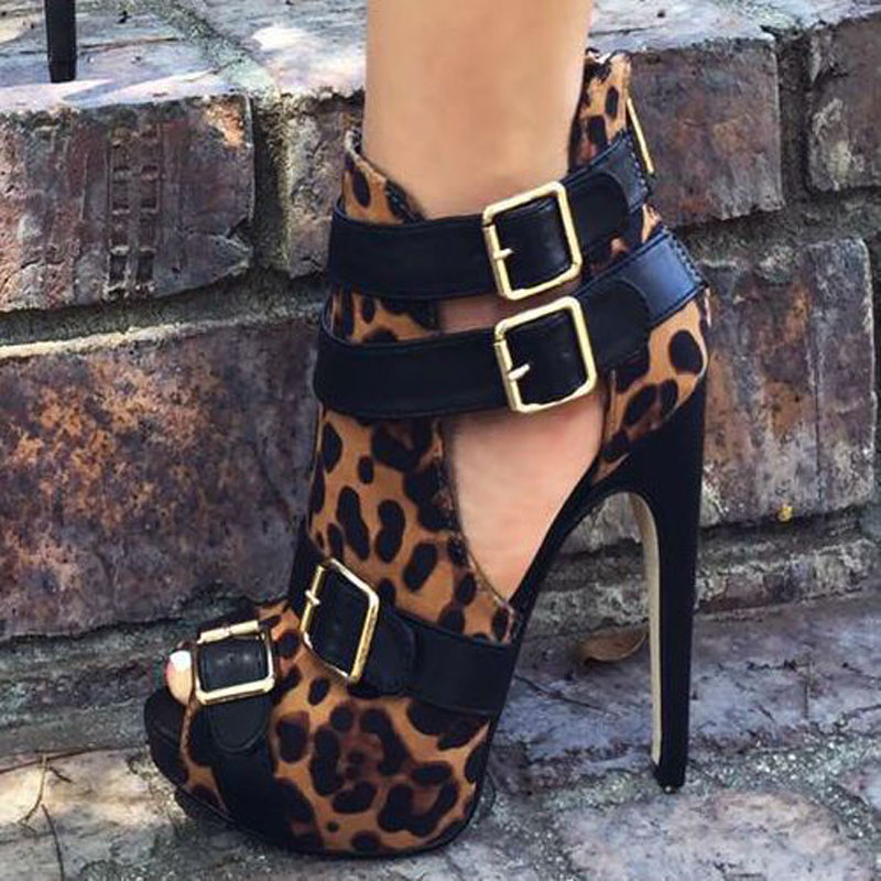 Cheetah peep toe booties sales