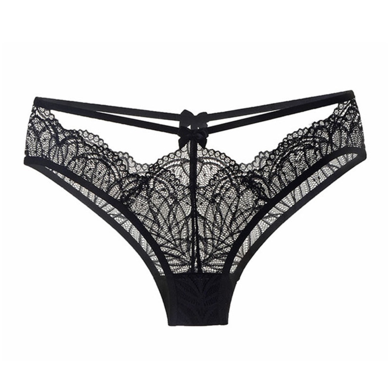 French Sexy Transparent Underwear Women Erotic Floral Lace Briefs