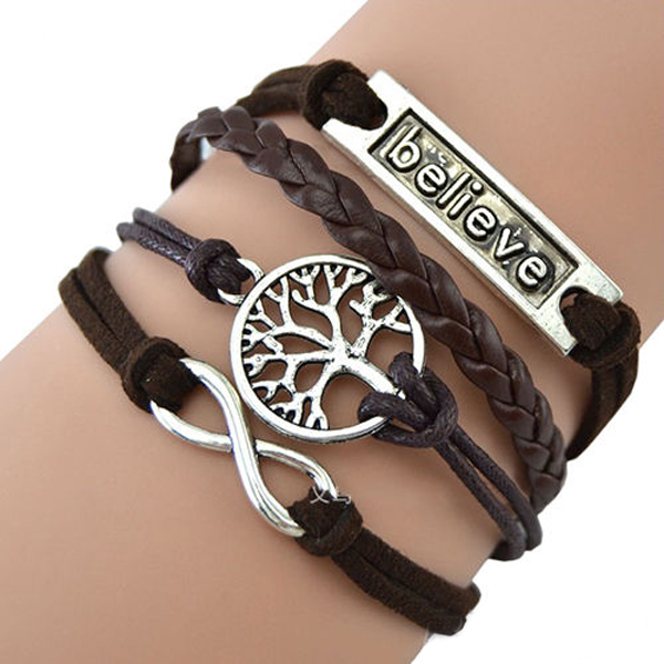 Charm Believe 8 Word Tree Handmade Bracelet Friendship Gift