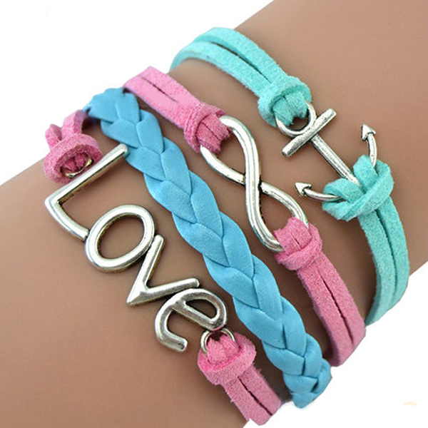 Charm Handmade Love 8 Word Anchor Bracelet Friendship Gift