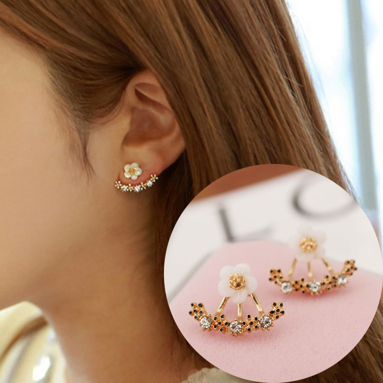 Free Shipping Daisy Flower Pearl Earrings shell Flower Earrings-1