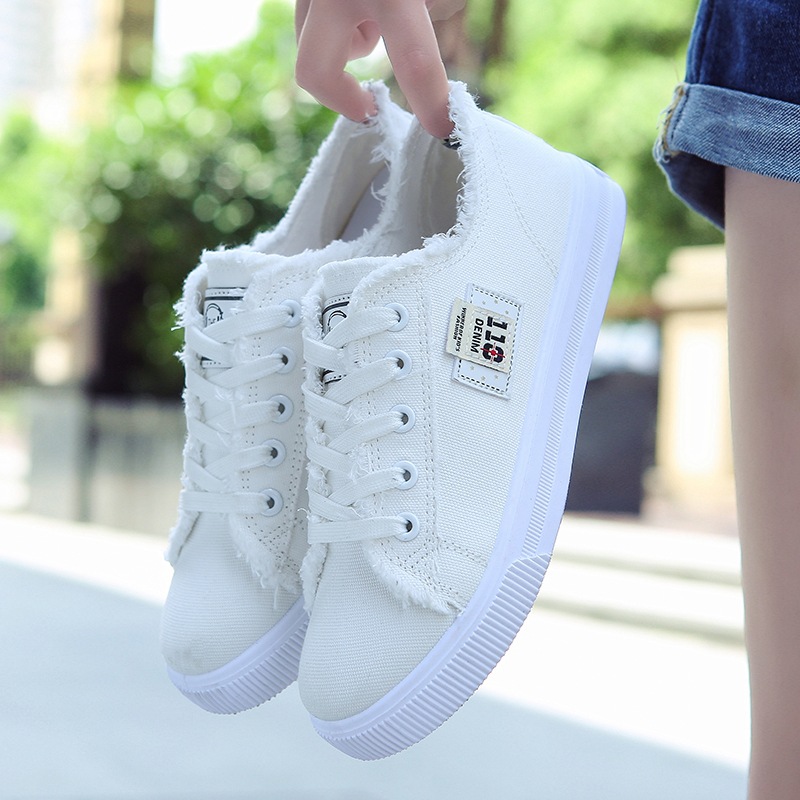 Style Women's Shoes Spring Small White Shoes Sports Flat Sole Single Board Shoes-white