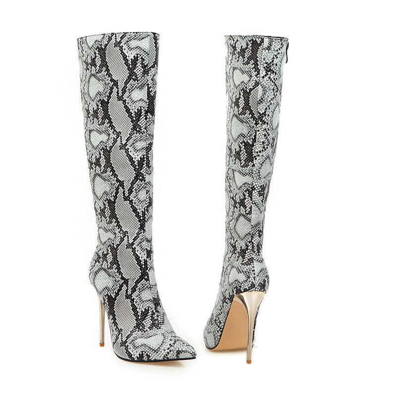 Light Snake Fashion Sexy Thin Heel Women's Pointed Knee Long Boots（sh21081609）