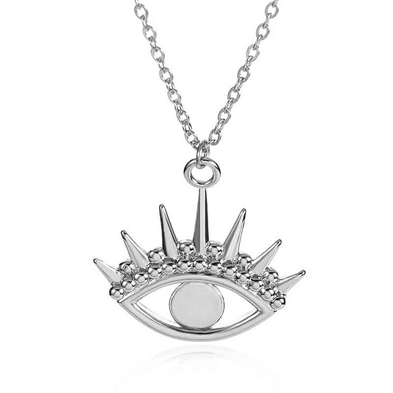 Silvery Ancient Exaggerated Demon Eye Pendant Necklace