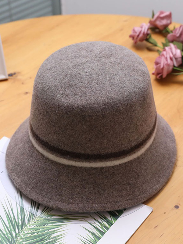 Khaki Vintage Contrast Color Striped Wool Hat