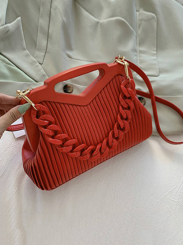 Red Fashion Urban Solid Color Pu Bag