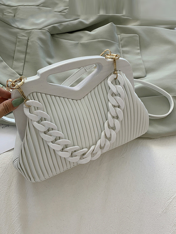 White Fashion Urban Solid Color Pu Bag