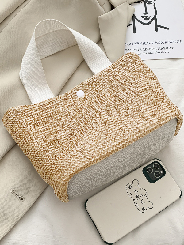 White Simple Casual Vacation Weave Bag