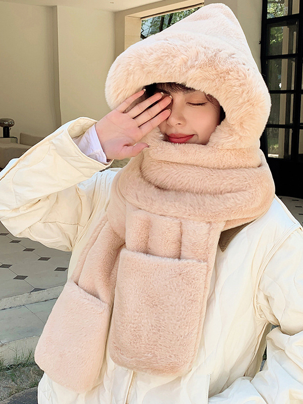 CAMEL Cute Casual Faux Fur Keep Warm Scarfs&Hats