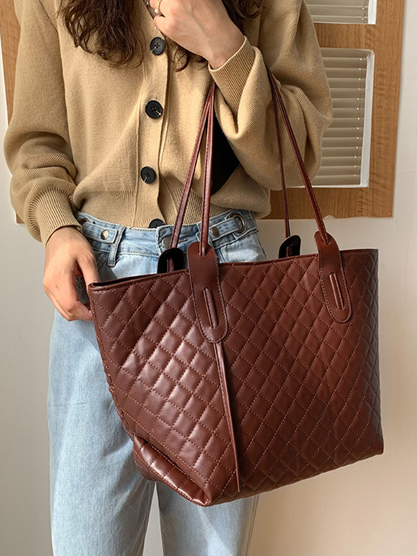 Brown Casual Simple Tote Bag