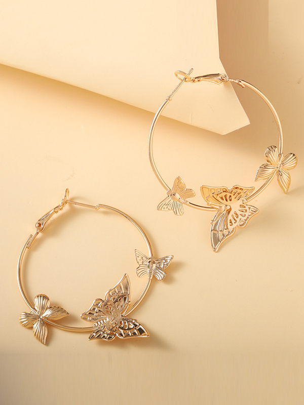 Gold Original Statement Butterfly Shape Geometric Earrings