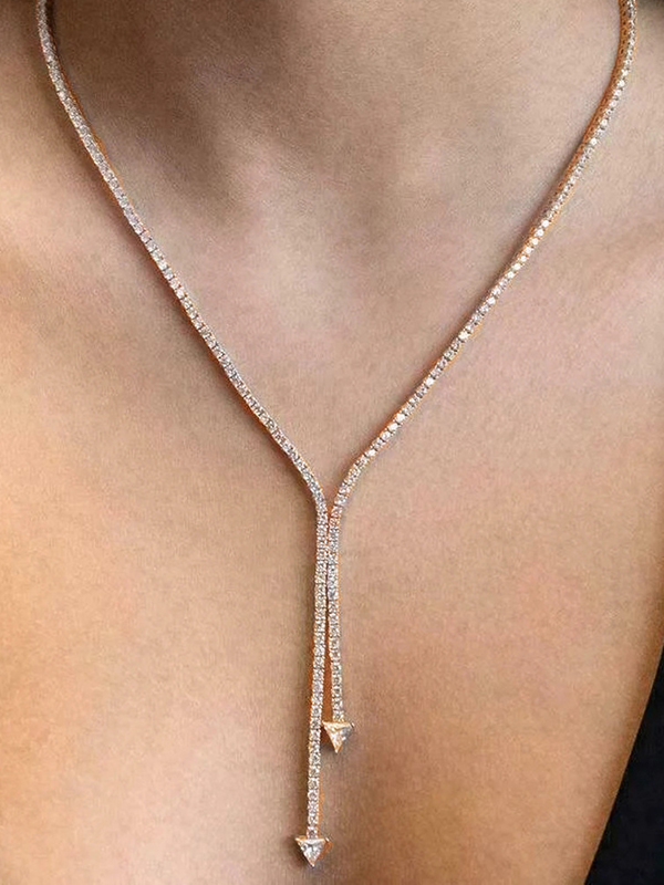 GOLD Urban Evening Normcore Rhinestone Necklaces Accessories