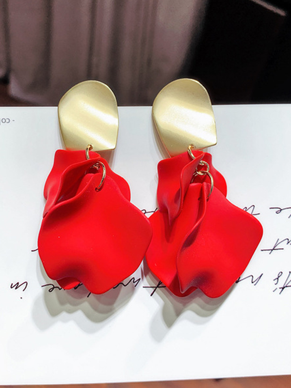 Red Stylish Solid Color Acrylic Earrings Accessories