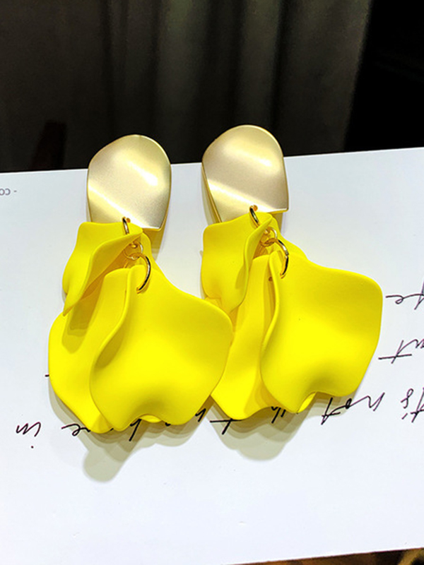 Yellow Stylish Solid Color Acrylic Earrings Accessories