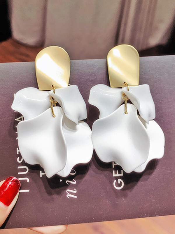 White Stylish Solid Color Acrylic Earrings Accessories