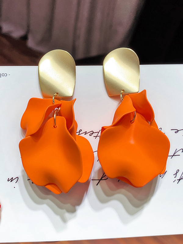 ORANGE Stylish Solid Color Acrylic Earrings Accessories