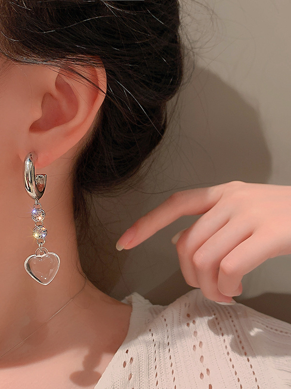 Simple Transparent Heart Shape Earrings Accessories