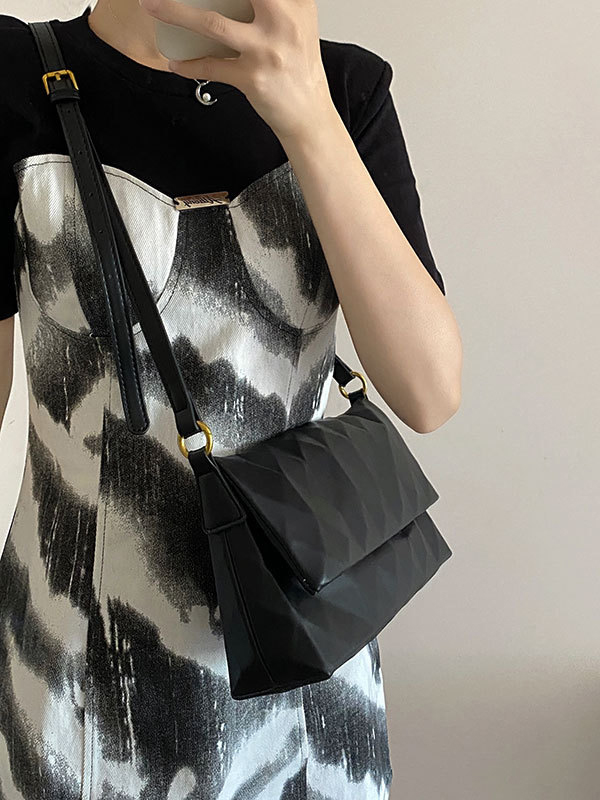 Black Urban White Black Pu Shoulder Bags Accessories